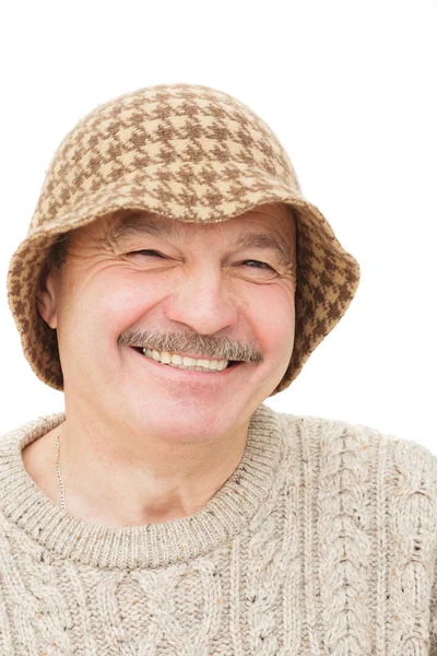 Zadowoleni i szczęśliwi starszego mężczyzny w śmiesznym kapeluszu — Zdjęcie stockowe
