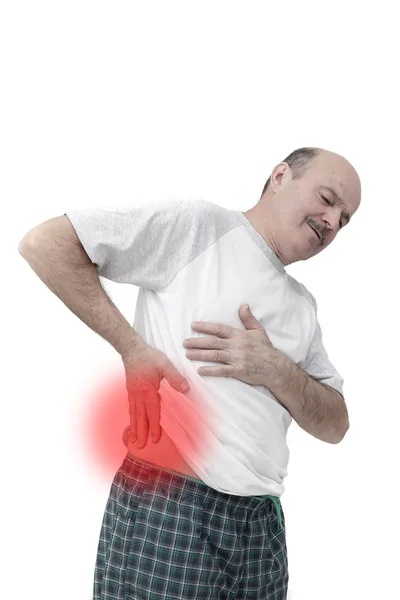 Elderly people suffering from pains in small of the back: kidney — Stock Photo, Image