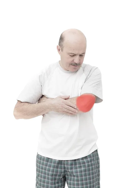 Elderly man received a wrist injury while playing sports — Stock Photo, Image