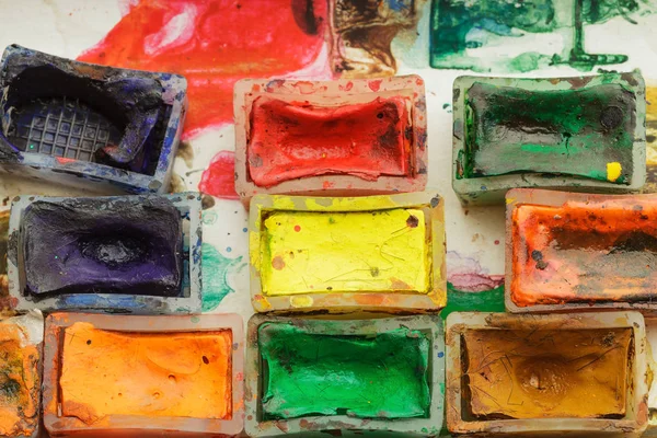 Old watercolor paints. — Stock Photo, Image