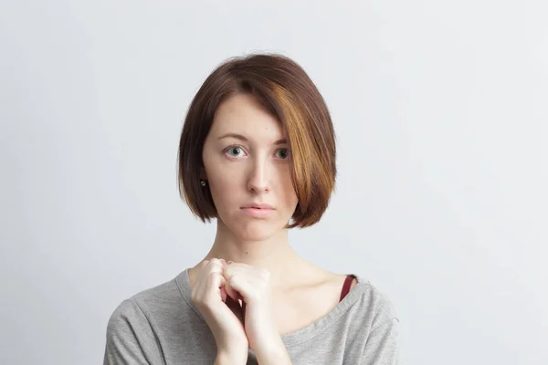 Gir  looking anxiously — Stock Photo, Image