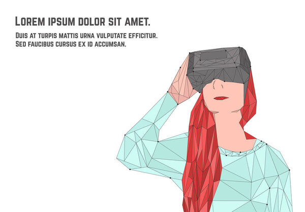 Женщина с рыжими волосами в очках виртуальной реальности
.