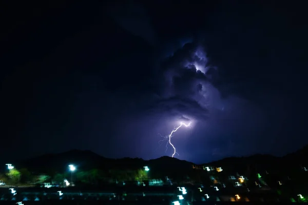 thunderstorm at night with lightning