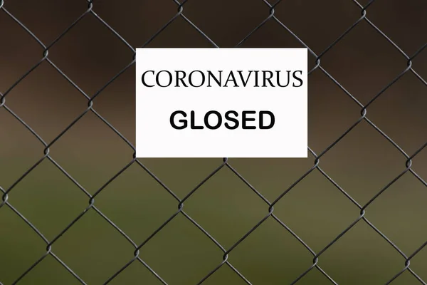 Clôture Avec Inscription Coronavirus Avertissement — Photo