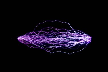 Yapay olarak oluşturulan kıvılcım deşarjları. Görüntü fiziksel fenomeni incelemek için kullanılır.