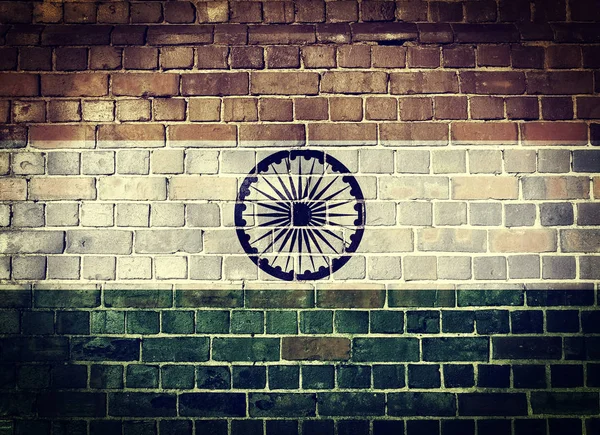 Grunge India flag on a brick wall — Stock Photo, Image