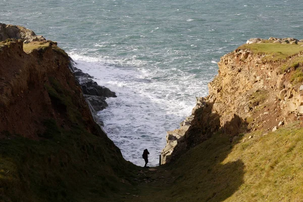 Cliffs and sea on the Pembrokeshire coastal path — Stock Photo, Image