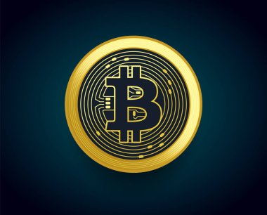 Bitcoin - parasal simge vektör illüstrasyon kavramı Kripto Döviz altın sikke