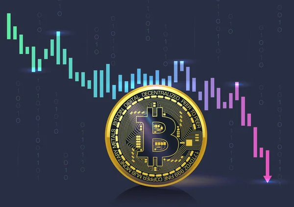 Bitcoin Cryptocurrency Válság Tőzsdén Grafikonon Látható — Stock Vector