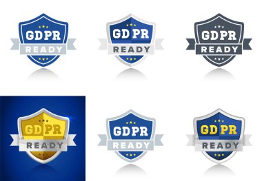Gdpr genel veri koruma Yönetmeliği AB - rozetleri internet iş için küme için hazır