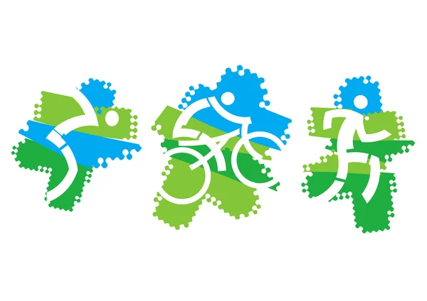 Triathlon Icons On The Grunge Background — Stock Vector