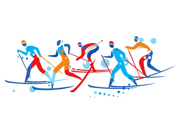 Cross country Ski Race. — Stock vektor