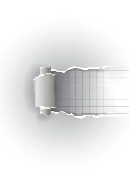 Papier blanc déchiré avec grille . — Image vectorielle