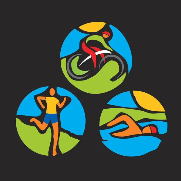 Icônes de course de triathlon . — Image vectorielle