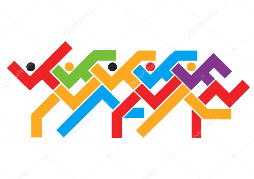 Colorful abstract stylized illustration of race runners.Isolated on white background. Vector available.