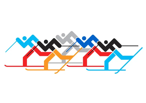การแข่งขันสกีข้ามประเทศ . — ภาพเวกเตอร์สต็อก