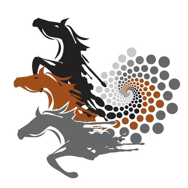 Trois chevaux sauvages . — Image vectorielle