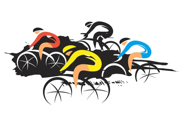 Carrera ciclista por carretera . — Vector de stock