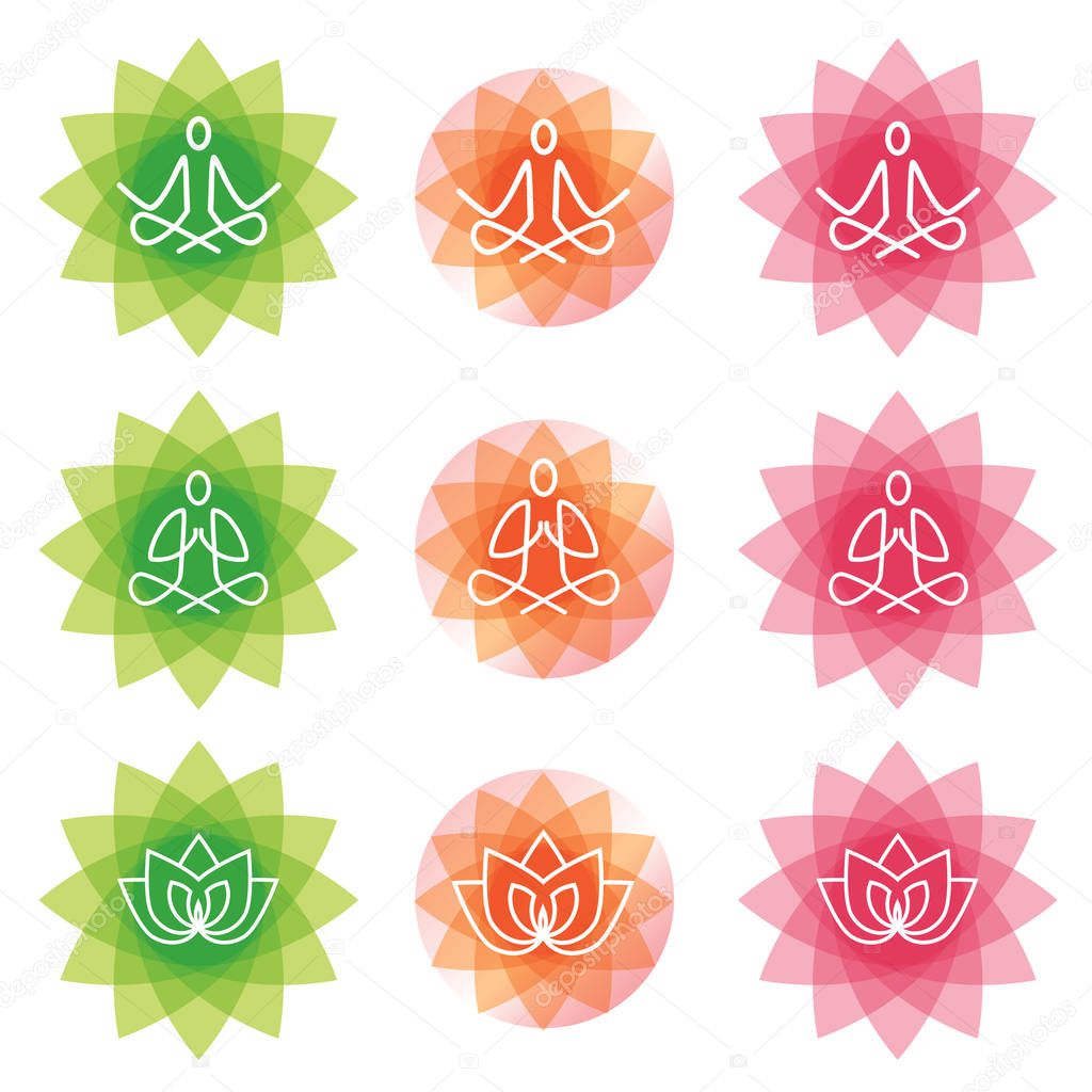  Yoga line art icons.