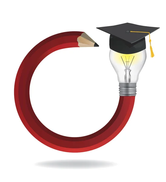 Crayon Idea avec casquette Graduation . — Image vectorielle