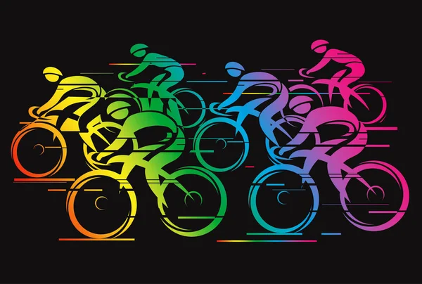 Ποδηλατικού Γκρουπ κύκλο αγώνα χρώμα του ουράνιου τόξου — Διανυσματικό Αρχείο
