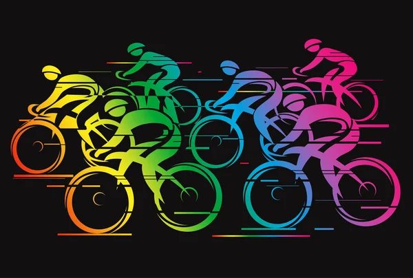 Peleton Cycle Race Rainbow Color — Stock Vector