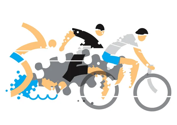 Grunge de compétition de triathlon stylisé . — Image vectorielle