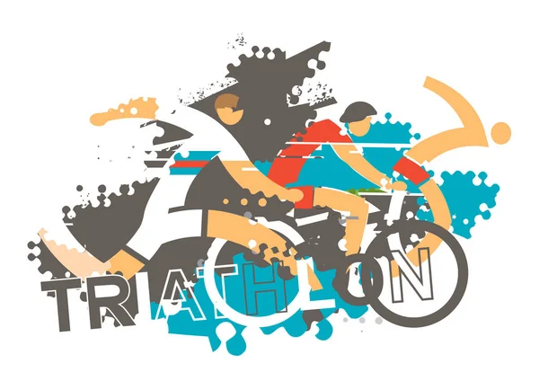 Triatlon verseny grunge stilizált. — Stock Vector