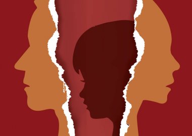 Boşanma çift ve üzgün çocuk.