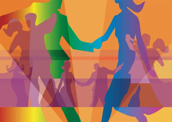 Danza coppie sfondo colorato — Vettoriale Stock