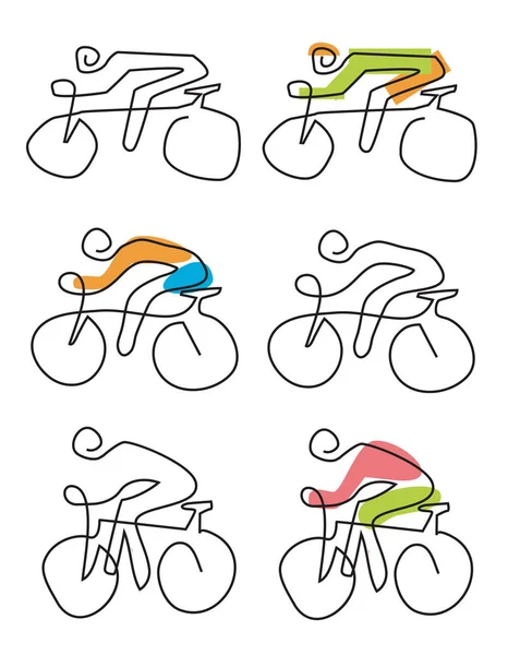 Ciclismo línea iconos del arte . — Vector de stock