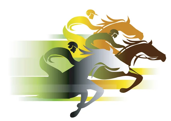 Paardenrace In herfst kleuren. — Stockvector