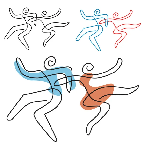 Dancing couple line art. — Stock Vector