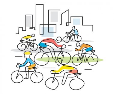 Bisikletçiler şehir Hat sanatı.