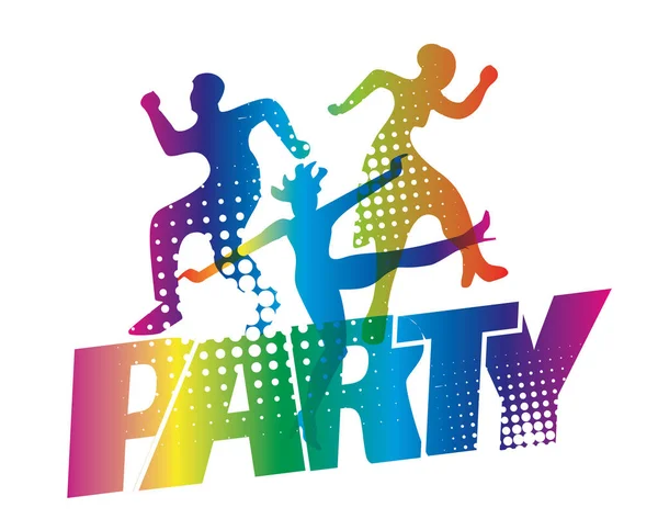 Disco party dancers silhouettes. — Stock Vector