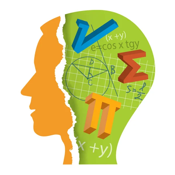 Silhouette de tête d'étudiant en mathématiques — Image vectorielle