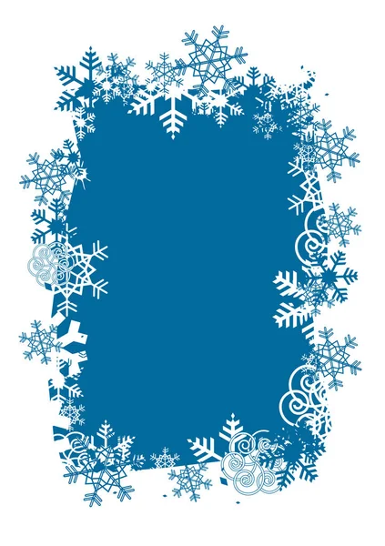 Fondo de Navidad con marco de copos de nieve . — Vector de stock