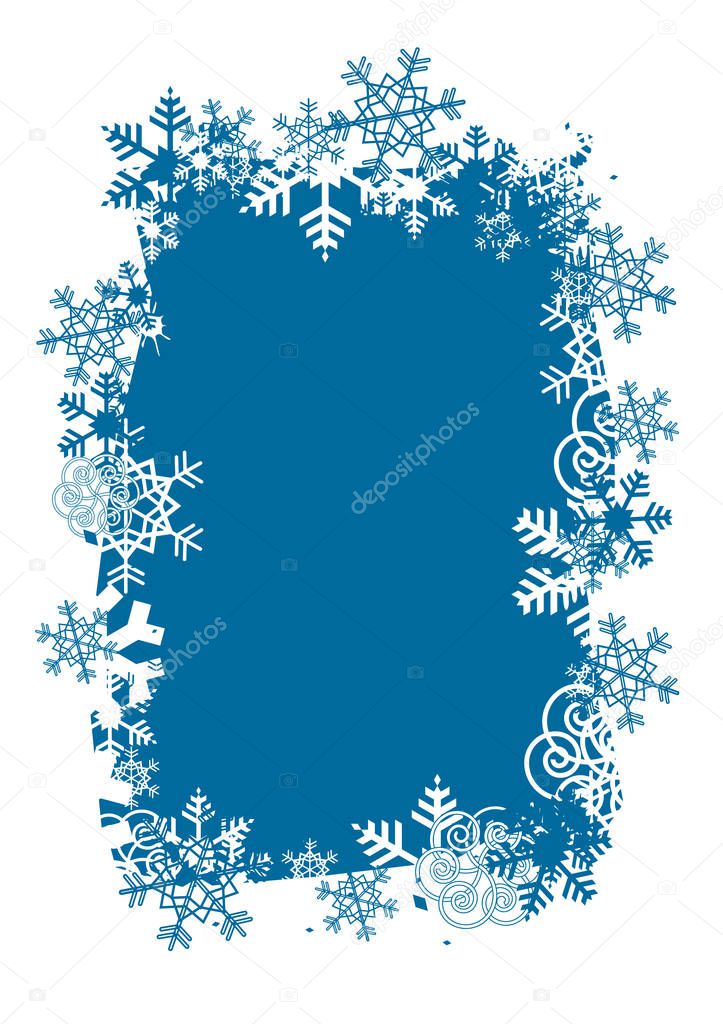 Christmas Background With Frame Of Snowflakes.