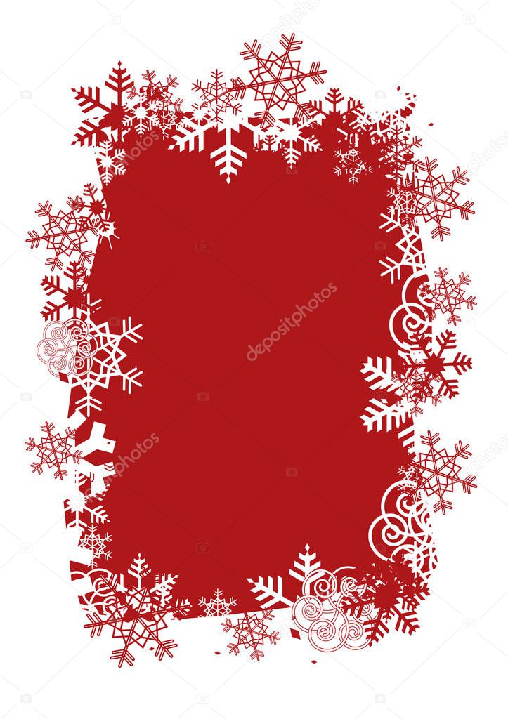  Christmas Background With Frame Of Snowflakes.
