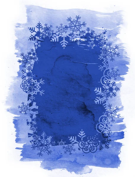 Sněhové vločky akvarel zázemí. — Stock fotografie