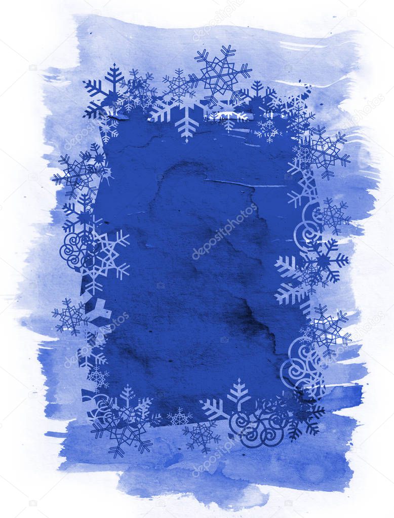 Snowflakes watercolor Background.