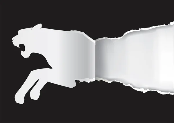 Papier Tigre Déchirant Papier Noir Silhouette Tigre Déchiré Papier Place — Image vectorielle