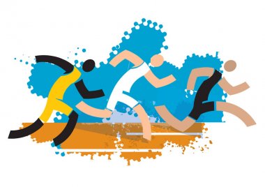 Running race.Stylized Illustration of three running athletes.Vector available.  clipart