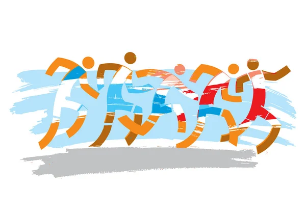 Yarış Maraton Koşusu Ranning Yarış Grunge Arka Plan Üzerinde Renkli — Stok Vektör