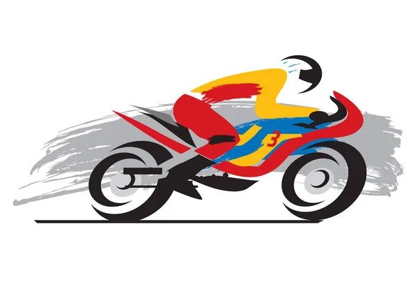 Moto Racer Grunge Illustration Expressive Style Moto Racer Vector Disponible — Image vectorielle