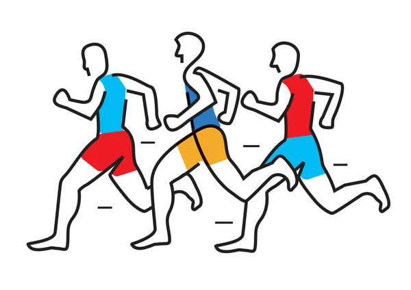 Τρέξιμο αγώνα, μαραθώνιος, γραμμή τέχνη stylized. — Διανυσματικό Αρχείο
