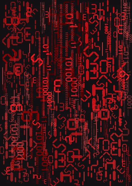 Flux Nombres Numériques Codes Binaires Fond Dynamique Noir Rouge Pour — Image vectorielle