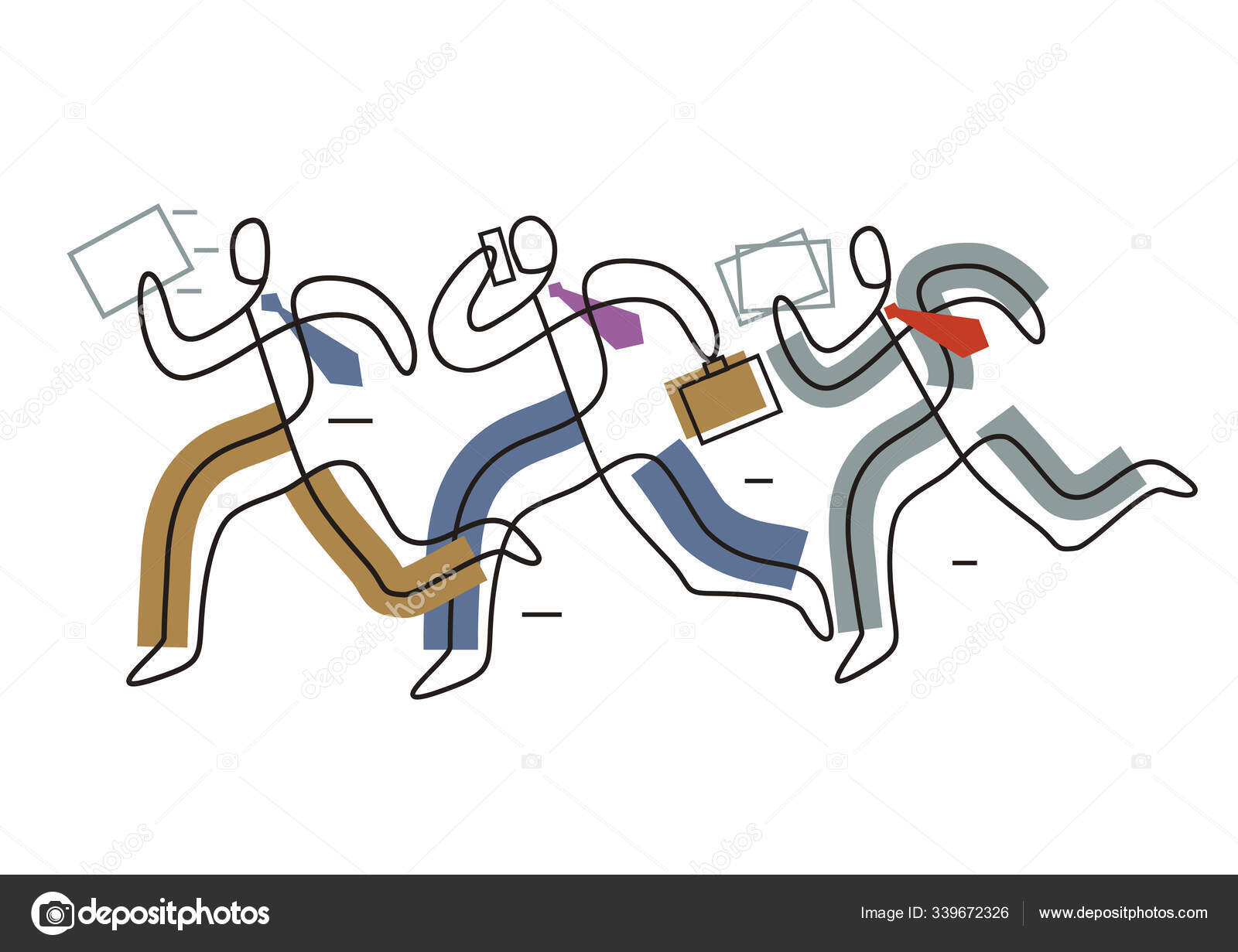 Forretningsfolk Som Løper All Hast Tre Forretningsmenn Med Koffert Papirer  stockvektor © chachar #339672326, image size:1600x1231