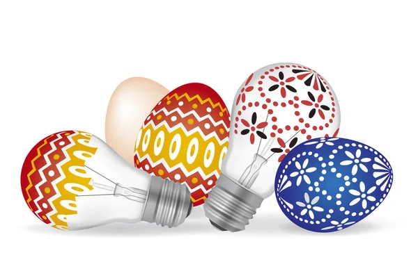 Easter Eggs Easter Bulbs Illustration Easterly Decorated Light Bulbs Eggs — Stock Vector