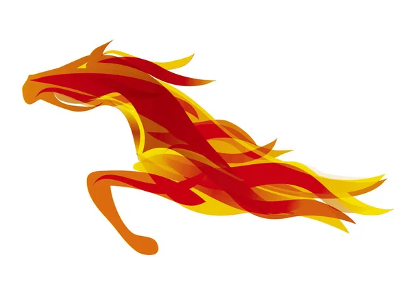 Correndo Cavalo Fogo Ilustração Estilizada Colorida Cavalo Laranja Vetor Disponível — Vetor de Stock